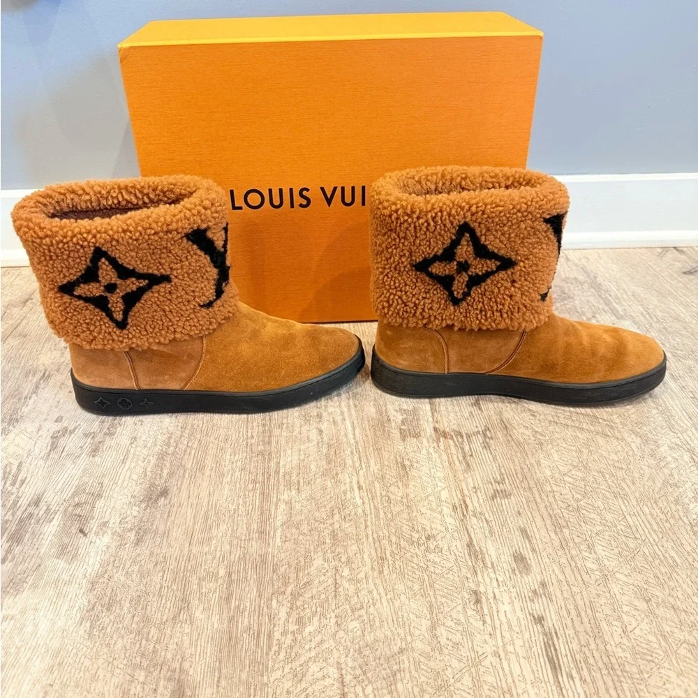 Louis Vuitton Suede Shearling Snowdrop Brown Ankle Booties - Picture 6 of 10